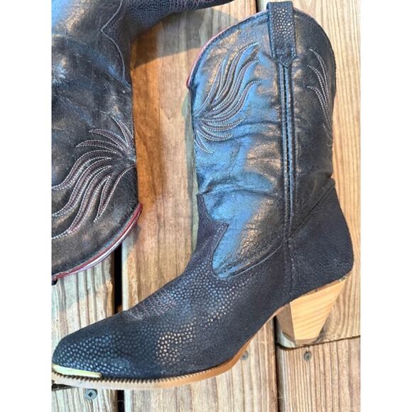 Vintage Dingo Phoenix Black Cowboy Boots Size 7 - Picture 6 of 13